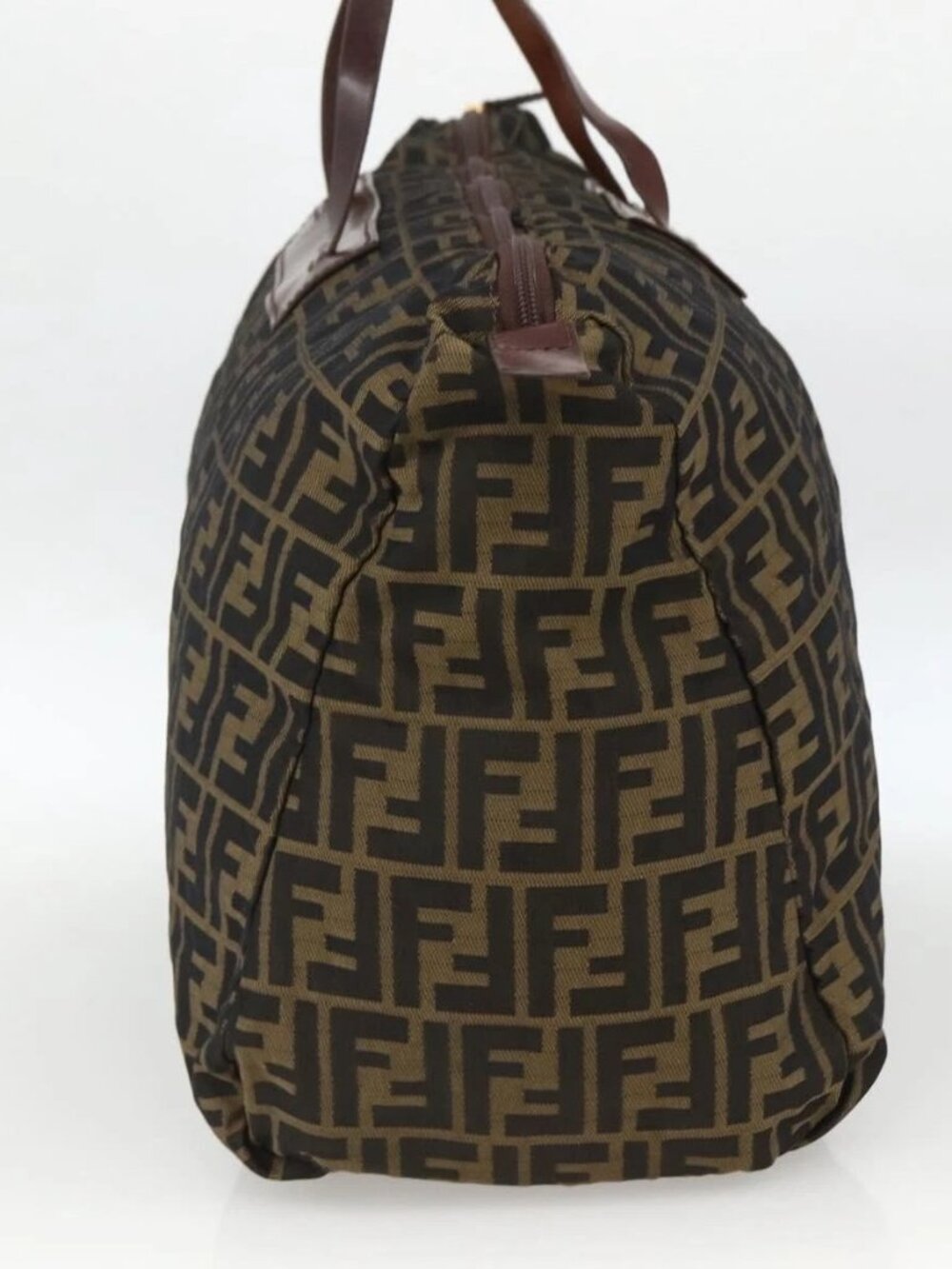 FENDI Zucca Canvas Boston Bag Brown Black Auth bs33227 - Picture 5 of 14
